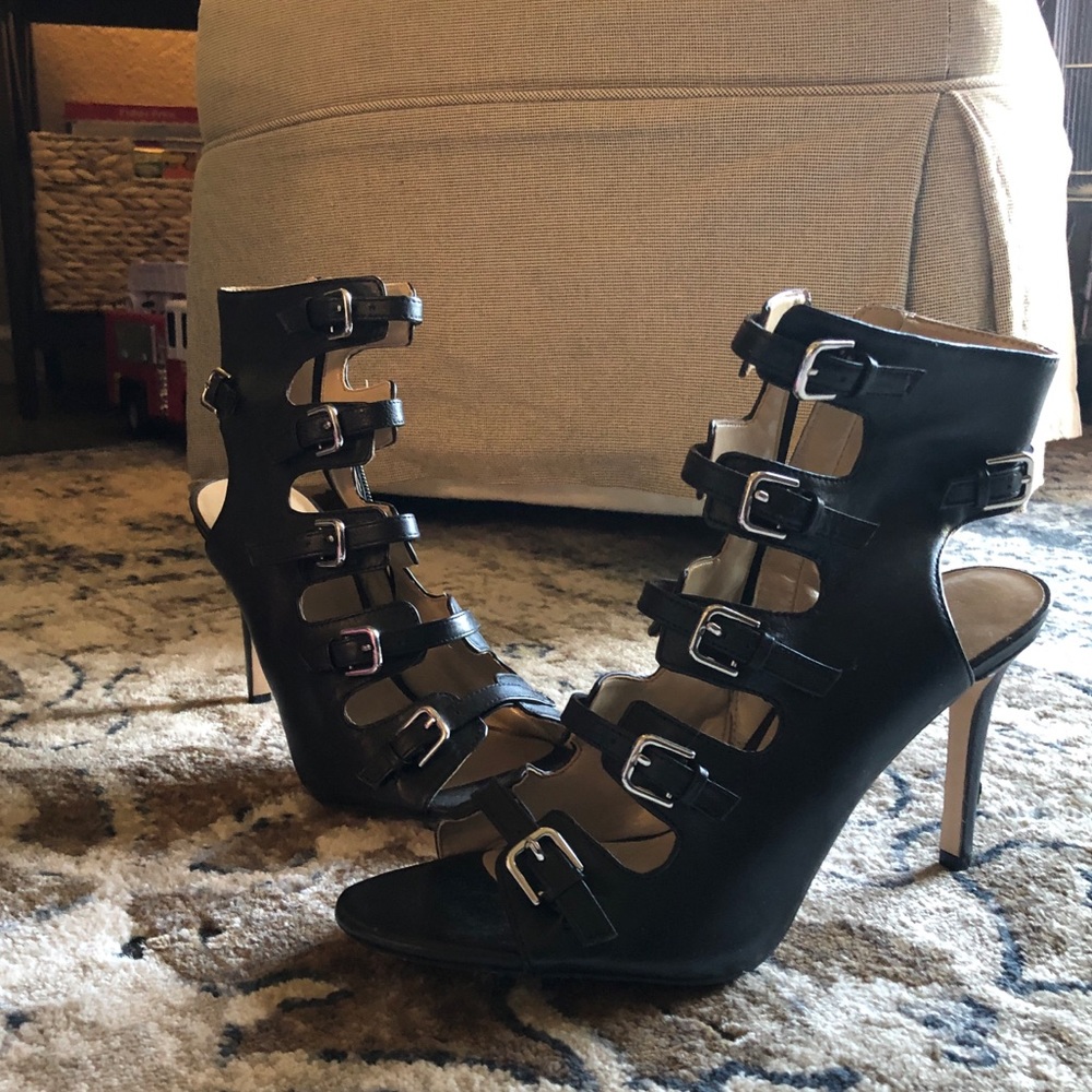 Enzo Angiolini Black Sexy Buckle Heels